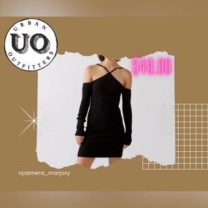 Ribbed UO mini dress with long sleeves and an off-the-shoulder silhouette.